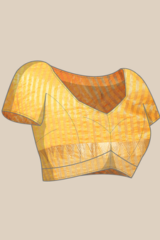 Yellow embroidered cotton silk saree with blouse