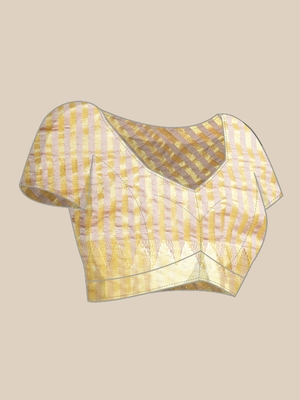 Beige embroidered cotton silk saree with blouse 5