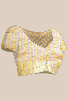 Beige embroidered cotton silk saree with blouse