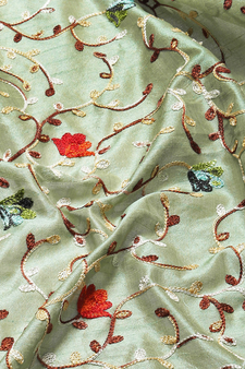 Green embroidered cotton silk saree with blouse