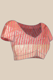 Pink embroidered cotton silk saree with blouse