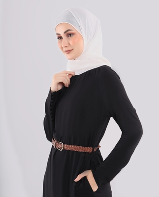 Rich Black Smart Belted Abaya | Silk Route | Length 56 2
