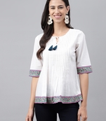White plain cotton party-tops