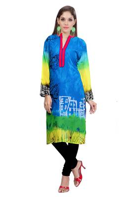 Blue Georgette Printed Kurti 1
