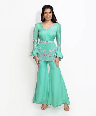 Green Humming Birds Sharara Set 1