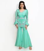 Green Humming Birds Sharara Set