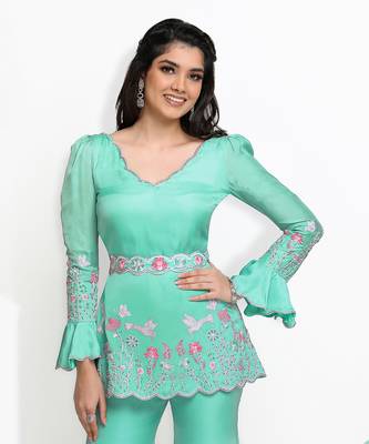 Green Humming Birds Sharara Set 2