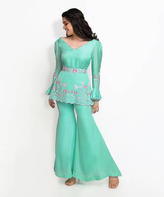 Green Humming Birds Sharara Set 3
