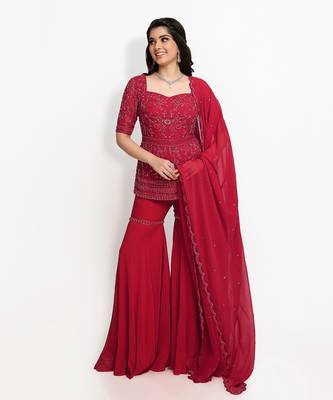 Red Amarylis Sharara Set 2