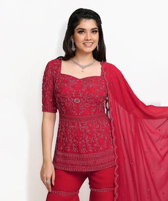 Red Amarylis Sharara Set 3
