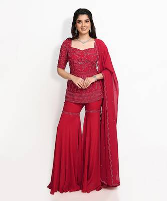 Red Amarylis Sharara Set 1