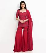 Red Amarylis Sharara Set