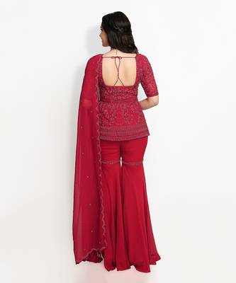Red Amarylis Sharara Set 4