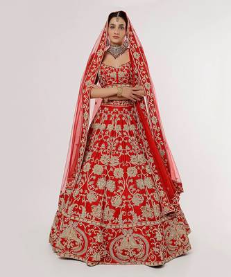 Red Parakeet Garden Lehenga Set 1