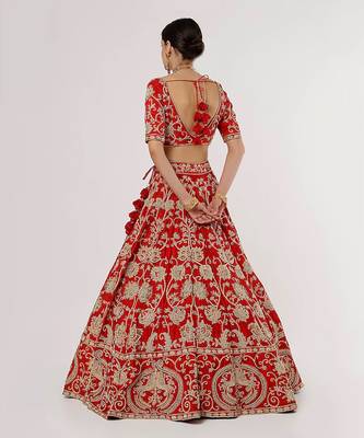 Red Parakeet Garden Lehenga Set 2
