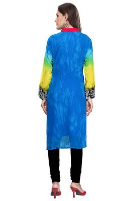 Blue Georgette Printed Kurti 4