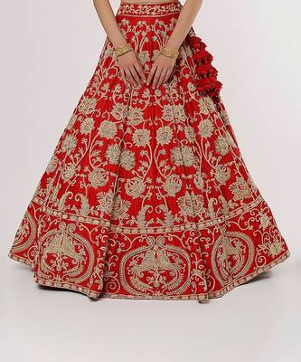 Red Parakeet Garden Lehenga Set 3