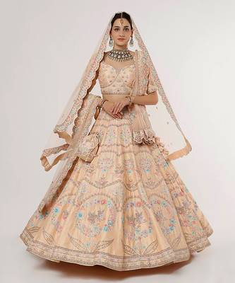 Peach Lovebirds Lehenga Set 4
