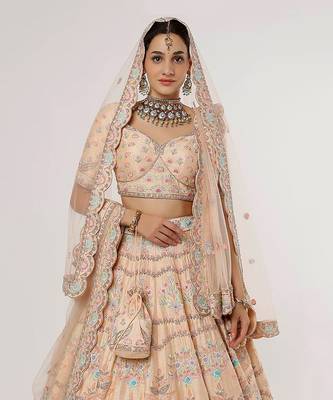 Peach Lovebirds Lehenga Set 5