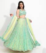 Green Daisies In Love Lehenga Set