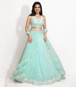 Blue Peacock Lehenga Set