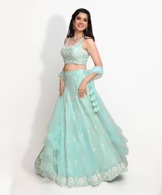 Blue Peacock Lehenga Set 3