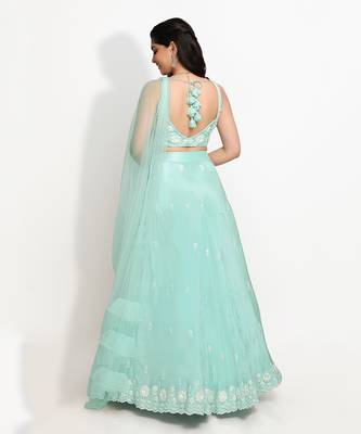 Blue Peacock Lehenga Set 4