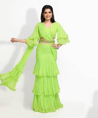 Green Dahlia Saree Set 2