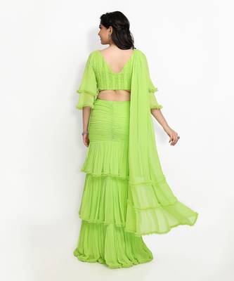 Green Dahlia Saree Set 3