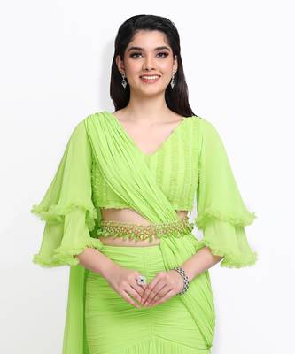 Green Dahlia Saree Set 5