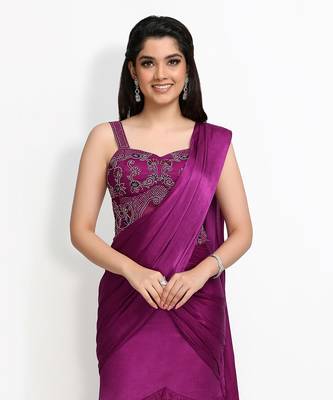 Purple Waterlillies Saree Set 2