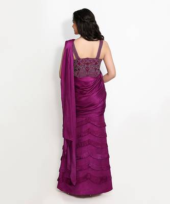 Purple Waterlillies Saree Set 4