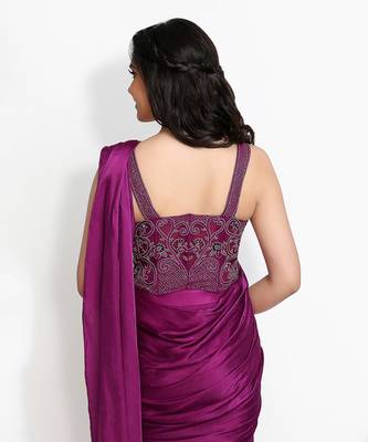 Purple Waterlillies Saree Set 5