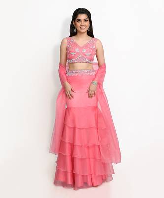 Peach Doves In Paradise Skirt Set 1