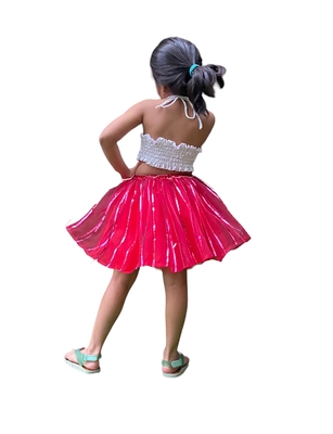 Aglare frock. Tutu skirt. Beautiful flower Top beautiful design Three line. Tutu skirt, layered Skirt and Top.Red 4