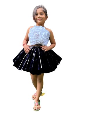 Aglare frock. Tutu skirt. Beautiful flower Top beautiful design Three line. Tutu skirt, layered Skirt and Top.Black 1