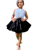 Aglare frock. Tutu skirt. Beautiful flower Top beautiful design Three line. Tutu skirt, layered Skirt and Top.Black