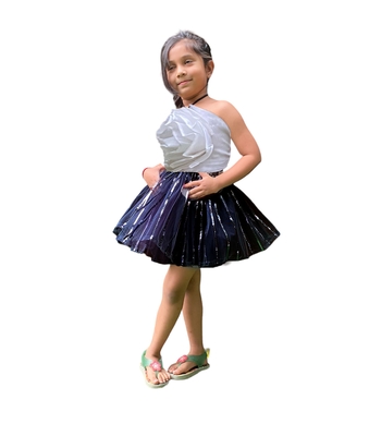 Aglare frock. Tutu skirt. Beautiful flower Top beautiful design Three line. Tutu skirt, layered Skirt and Top.Black 3