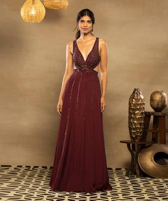 Maroon Noor Anarkali Set 1