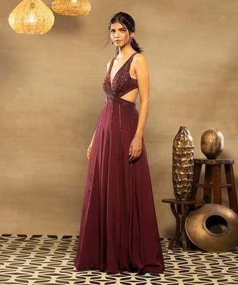 Maroon Noor Anarkali Set 2