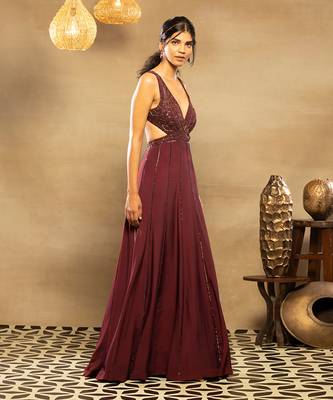 Maroon Noor Anarkali Set 3