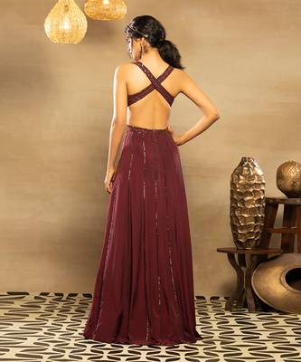 Maroon Noor Anarkali Set 4