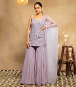 Purple Alana Kurti Sharara Set