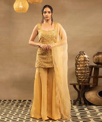 Yellow Meher Kurti Sharara Set 1