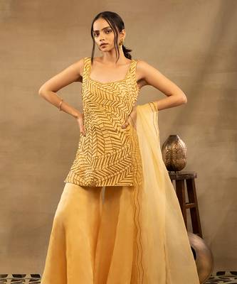 Yellow Meher Kurti Sharara Set 2