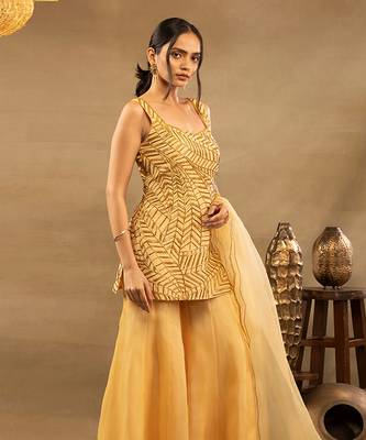 Yellow Meher Kurti Sharara Set 3