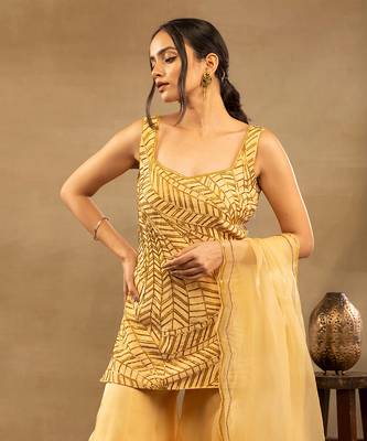 Yellow Meher Kurti Sharara Set 6