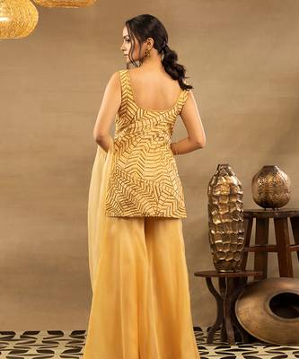 Yellow Meher Kurti Sharara Set 7