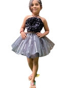Aglare frock. Tutu skirt. Beautiful flower Top beautiful design Three line. Tutu skirt, layered Skirt and Top.Grey