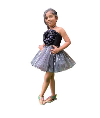 Aglare frock. Tutu skirt. Beautiful flower Top beautiful design Three line. Tutu skirt, layered Skirt and Top.Grey 3